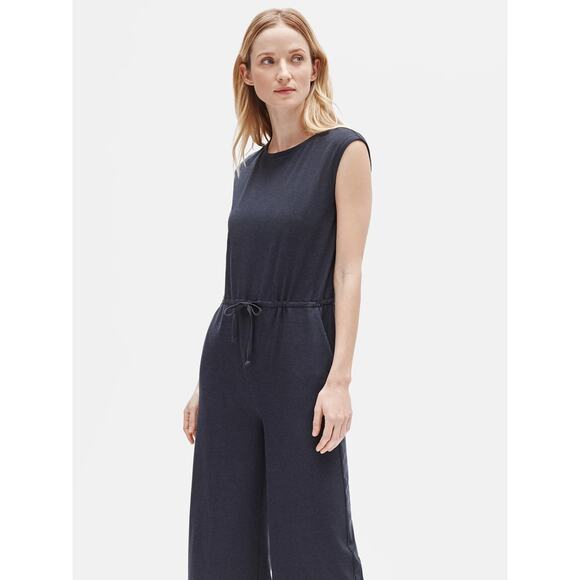Eileen Fisher Cropped Jumpsuit Nocturne Gray Tencel Ribbed‎ Sleeveless Sz XL - Picture 2 of 11